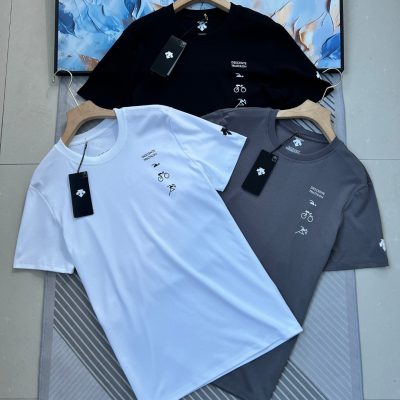 Premium Quality Descente Short Sleeves Black Cotton Breathable Collection