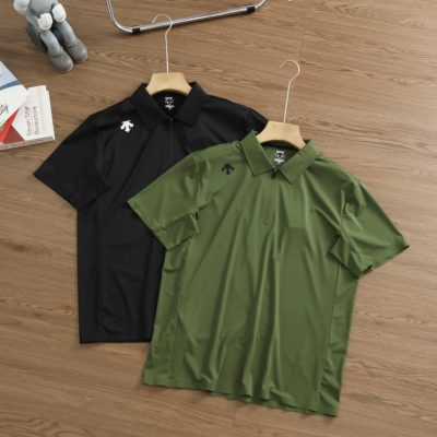 High Quality Descente Short-Sleeved Black Silk Logo Collection