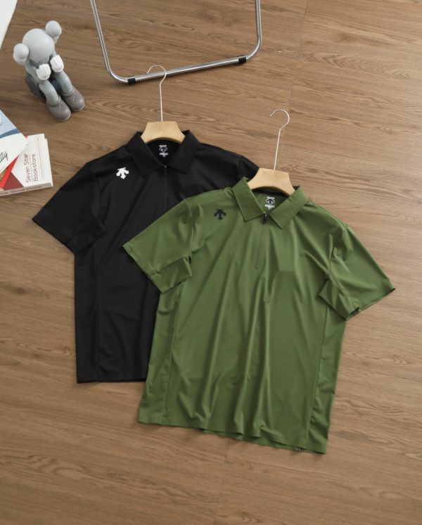High Quality Descente Short-Sleeved Black Silk Logo Collection