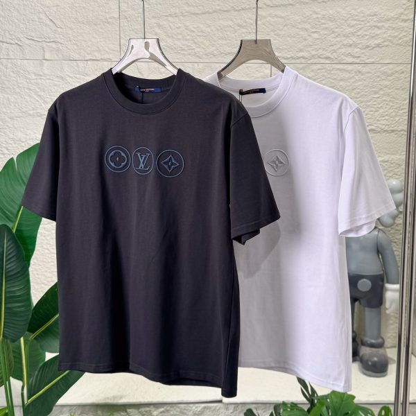 Premium Quality Louis Vuitton Short Sleeves Black Cotton Logo Luxury
