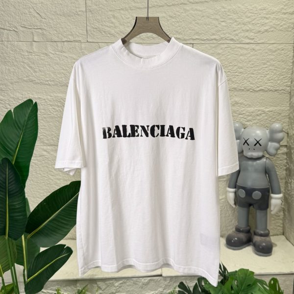 High Quality Balenciaga Short Sleeves White Cotton Casual Luxury