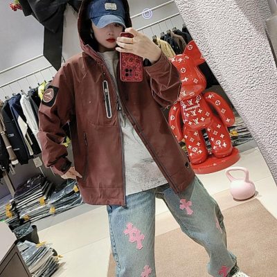Luxury Chrome Hearts Jeans Blue Leather Patchwork Style