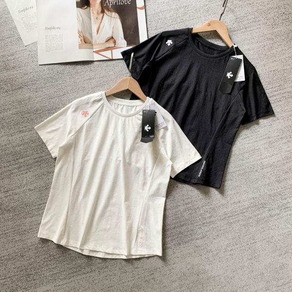 Best Selling Descente Short Sleeves White Knit Breathable Collection