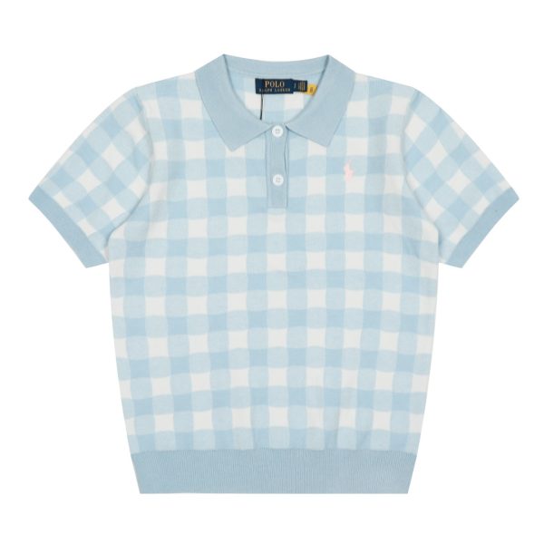 Premium Quality Ralph Lauren Short Sleeves Gray Cotton Plaid Collection