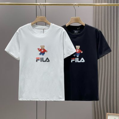 High Quality Fila Short Sleeves Black Breathable Style