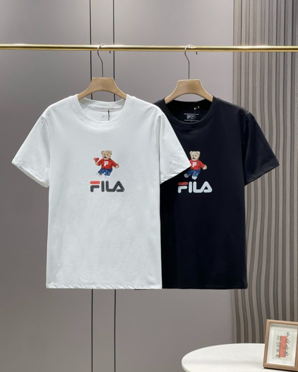 High Quality Fila Short Sleeves Black Breathable Style