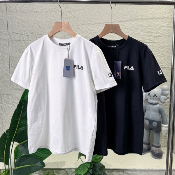 Premium Quality Fila Short Sleeves Black Cotton Breathable Luxury
