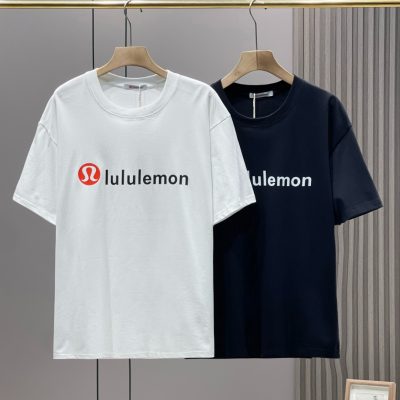 Luxury Lululemon Short Sleeves Black Cotton Logo Luxury
