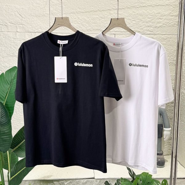 Best Selling Lululemon Short-Sleeved Shirts Black Cotton Logo Collection