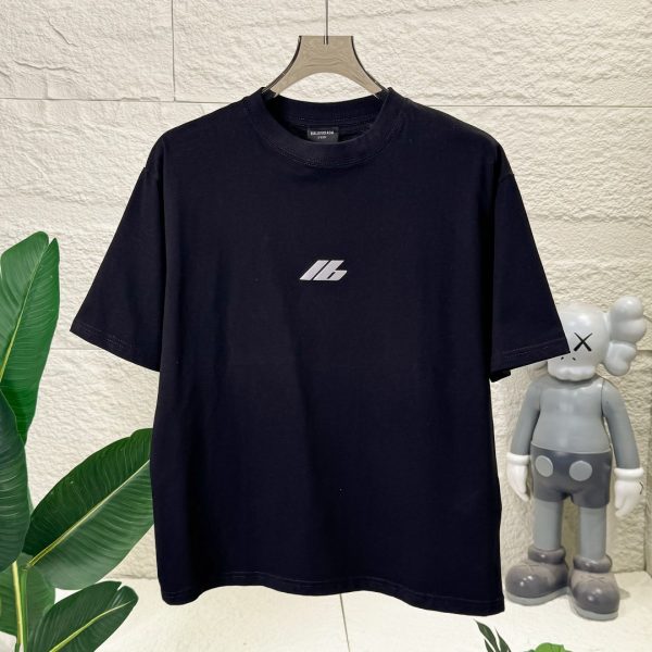 Luxury Balenciaga Short Sleeves Black Cotton Casual Style