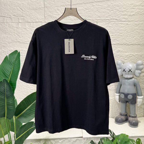 Luxury Balenciaga Short Sleeves Black Cotton Casual Luxury