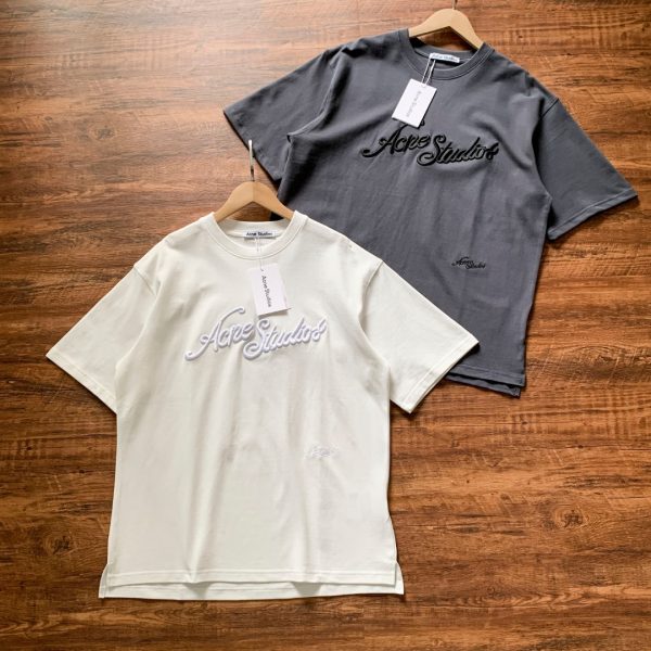 Best Selling Acne Studios Short Sleeves Black Cotton Logo Luxury