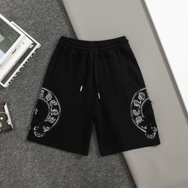 Premium Chrome Hearts Shorts Black Cotton Embroidery Luxury