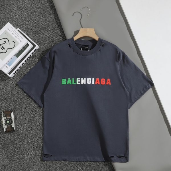 Premium Balenciaga Short Sleeves Black Cotton Logo Luxury