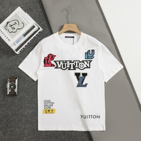 Best Selling Louis Vuitton Short Sleeves Black Cotton Embroidered Collection