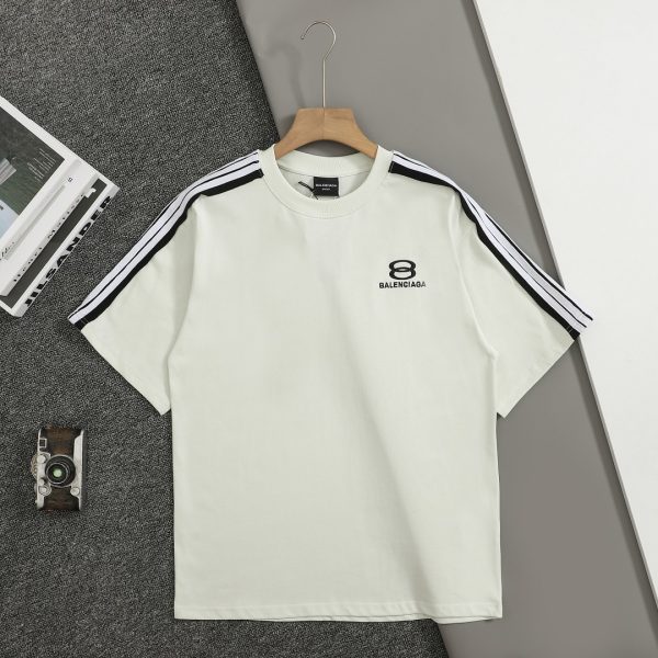 Premium Balenciaga Short Sleeves White Cotton Logo Collection