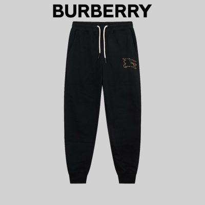 High Quality Burberry Sweatpants Black Logo Luxury