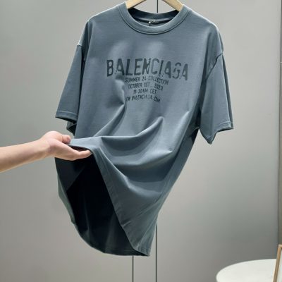 Premium Quality Balenciaga Short Sleeves Black Cotton Print Style