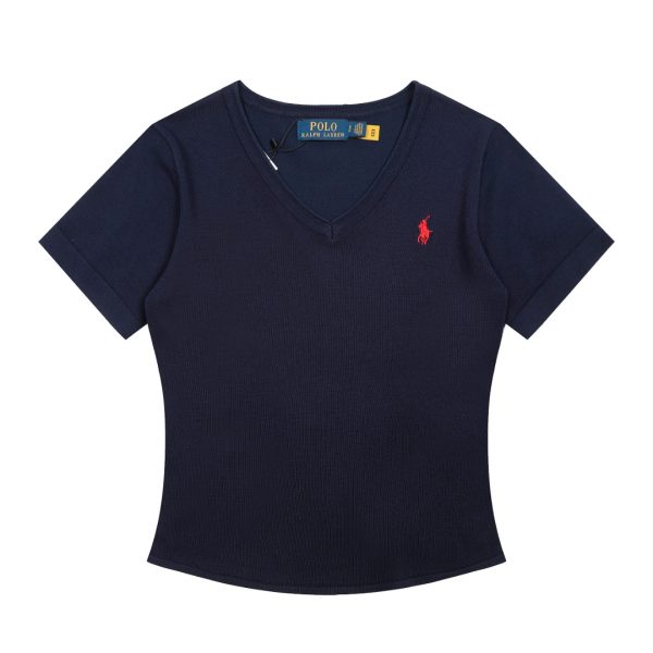 Luxury Ralph Lauren Short Sleeves Black Knit Classic Style