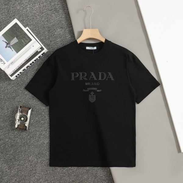 Premium Prada Short Sleeves Black Cotton Classic Collection