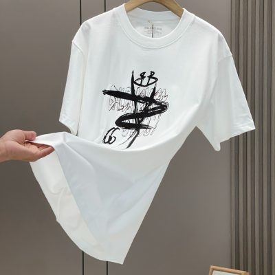 Best Selling Balenciaga Short Sleeves Black Cotton Print Style