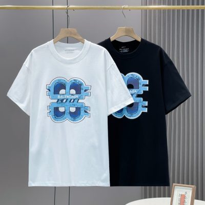 Premium Balenciaga Short Sleeves Black Cotton Print Style