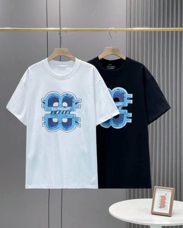 Premium Balenciaga Short Sleeves Black Cotton Print Style