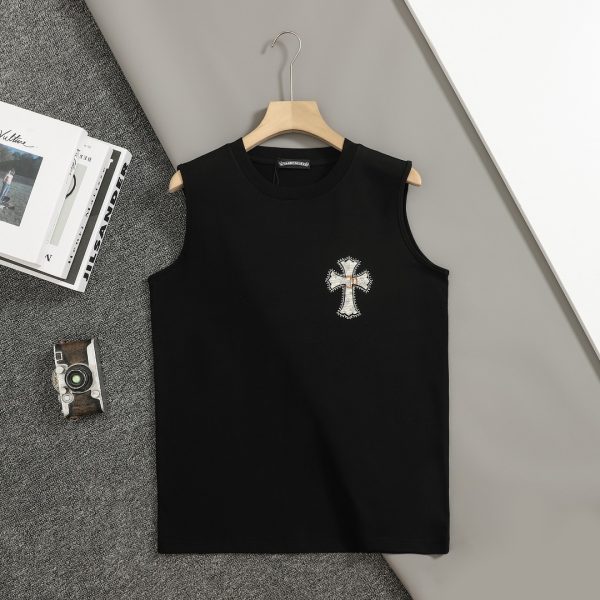 Premium Chrome Hearts Sleeveless Black Cotton Minimalist Style