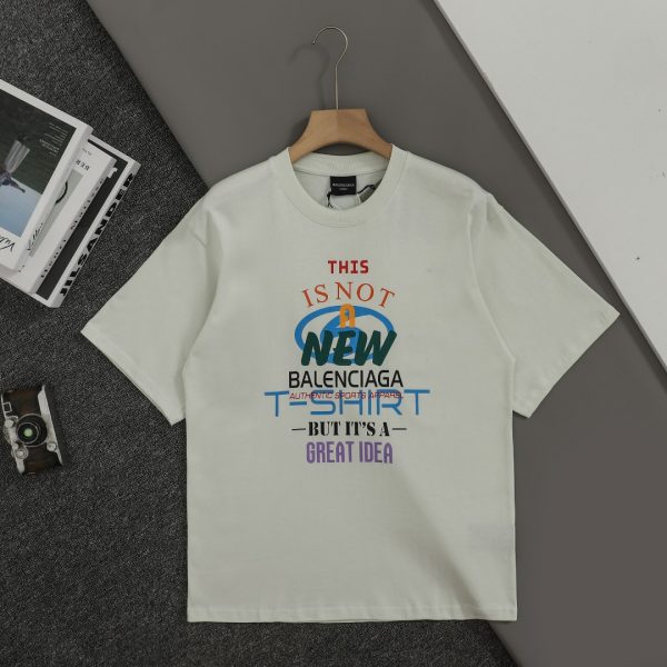 High Quality Balenciaga Short Sleeves White Cotton Logo Luxury