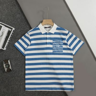 Luxury Louis Vuitton Short Sleeves White Cotton Jacquard Collection