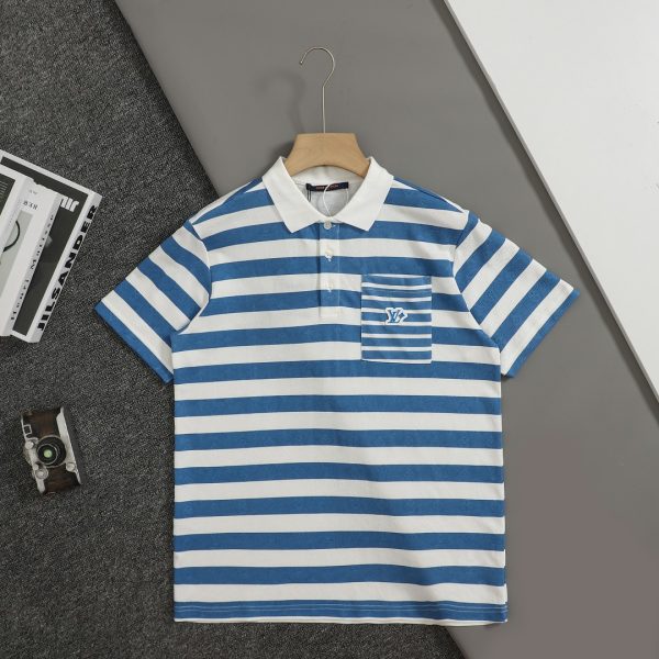Luxury Louis Vuitton Short Sleeves White Cotton Jacquard Collection