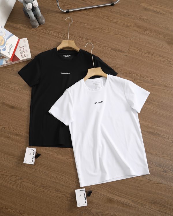 Premium Quality Salomon Short Sleeves Black Silk Logo Luxury