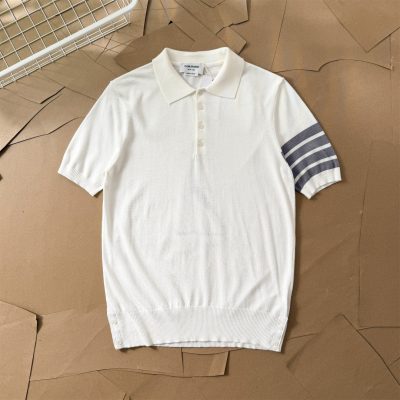 Premium Quality Thom Browne Sweaters White Silk Stripe Style