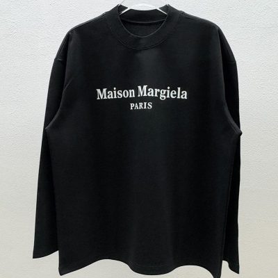 Luxury Margiela Long Sleeves Black Cotton Style