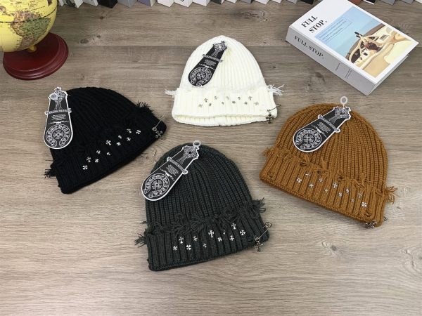 Best Selling Chrome Hearts Hat Black Wool Distressed Luxury