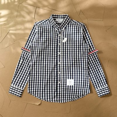 High Quality Thom Browne Long Sleeves Blue Cotton Classic Style