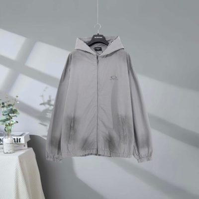 Best Selling Balenciaga Coat Gray Cotton Embroidered Luxury