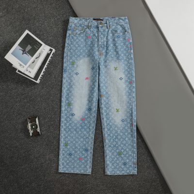 High Quality Louis Vuitton Trousers Blue Denim Monogram Luxury
