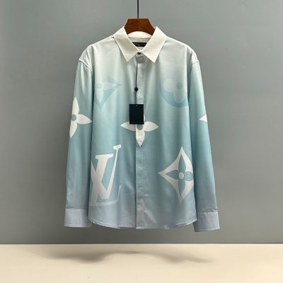 Luxury Louis Vuitton Shirts Blue Print Style