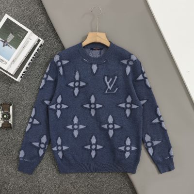Premium Quality Louis Vuitton Sweater Blue Wool Classic Luxury