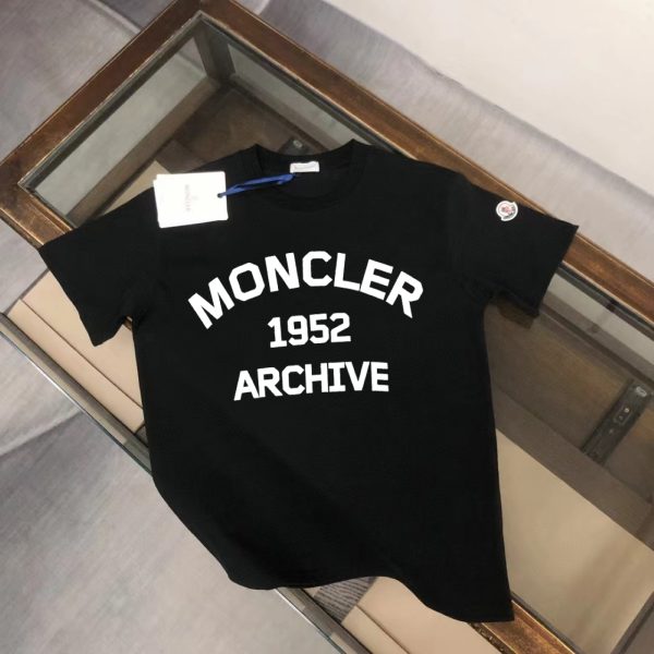 Premium Moncler Short Sleeves Black Cotton Print Style