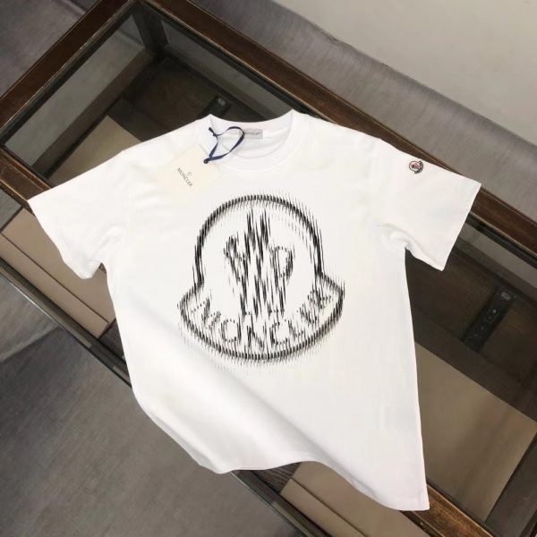 Luxury Moncler Short Sleeves Black Cotton Print Style